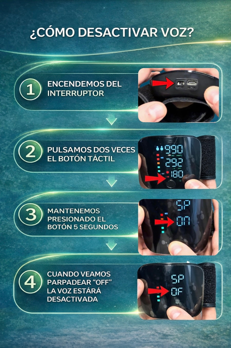 Medidor Tensión Arterial  de muñeca Con VOZ ESPAÑOL
